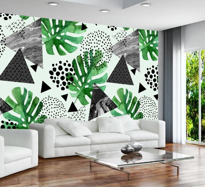 3D Leaf Triangle 369 Wall Murals