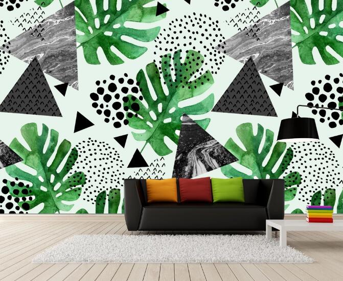 3D Leaf Triangle 369 Wall Murals