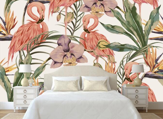 3D Love Flamingo 367 Wall Murals