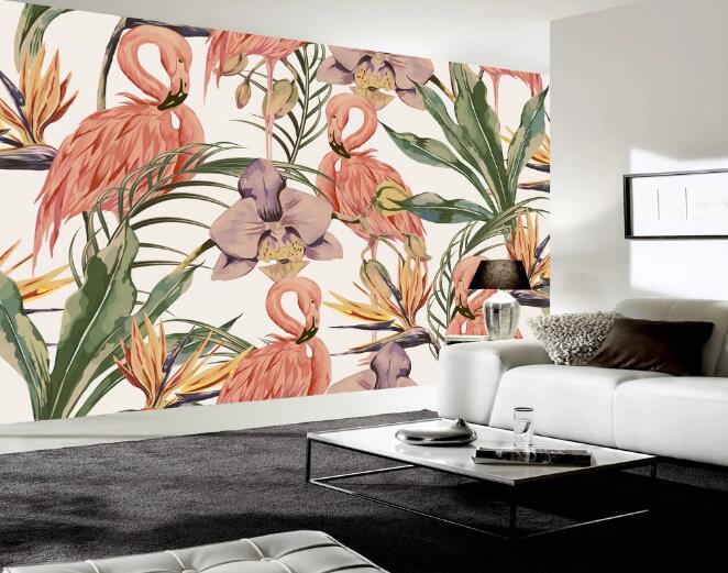 3D Love Flamingo 367 Wall Murals