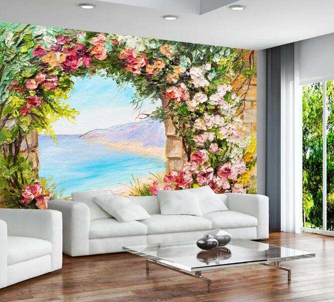 3D Flower Wall Round 364 Wall Murals