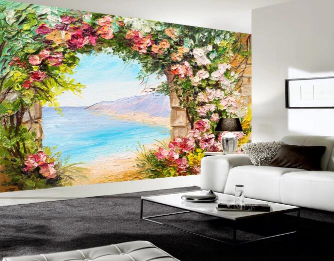 3D Flower Wall Round 364 Wall Murals