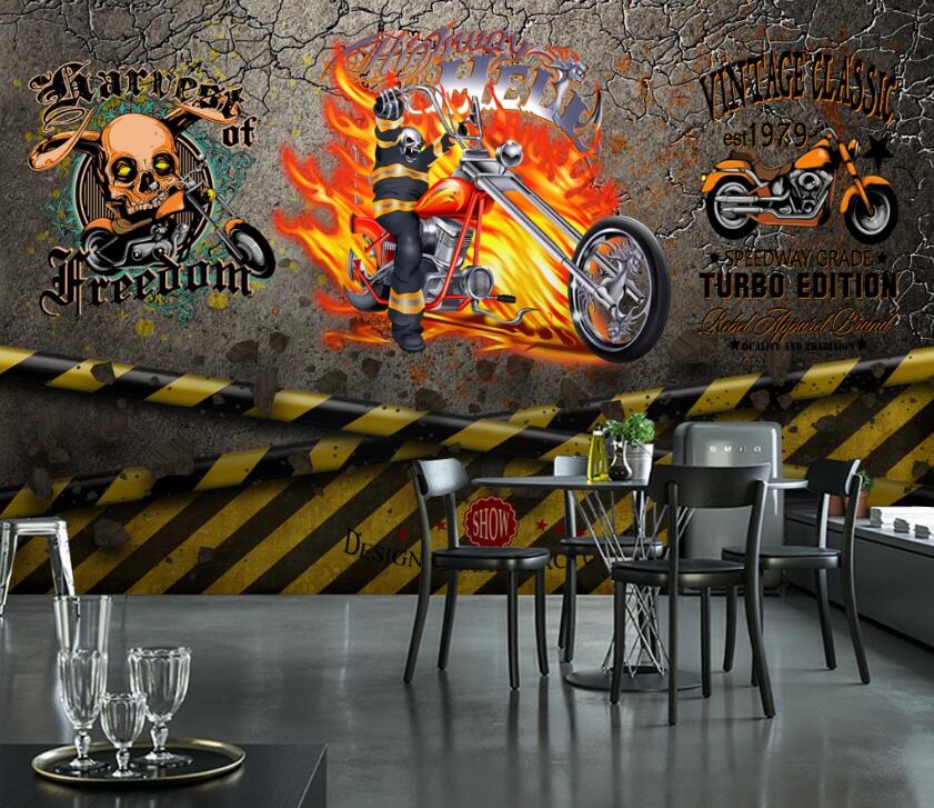 3D Skeleton Motorcycle 581 Wall Murals