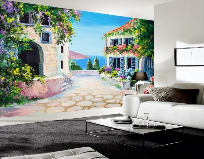 3D Flowers Seascape 362 Wall Murals