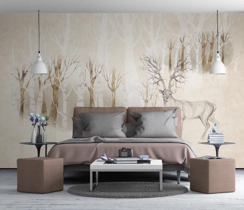 3D Staring Deer 574 Wall Murals