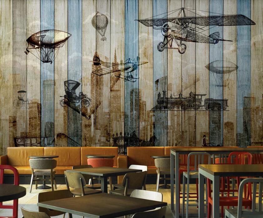 3D Vintage Airplane 569 Wall Murals