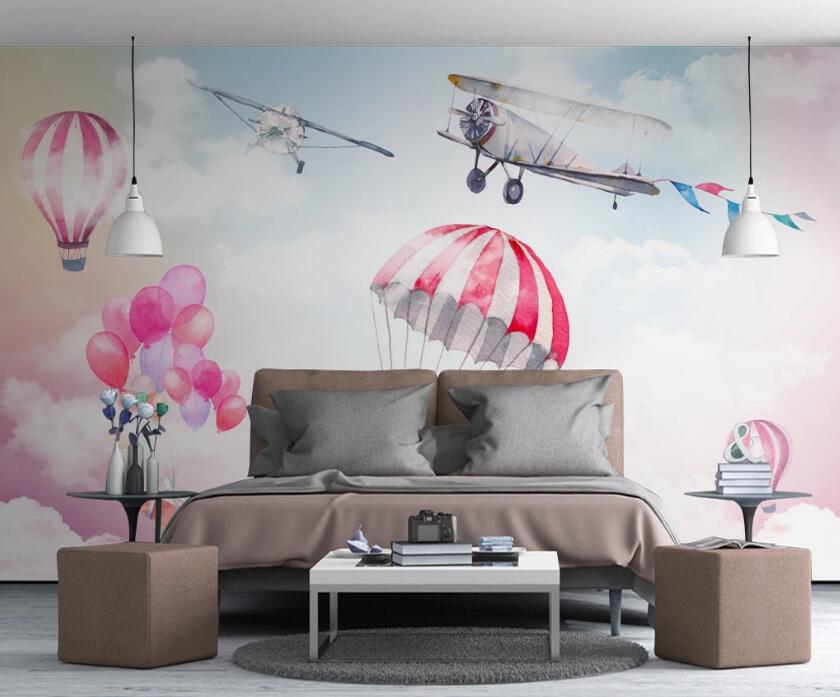 3D Two-color Parachute 563 Wall Murals