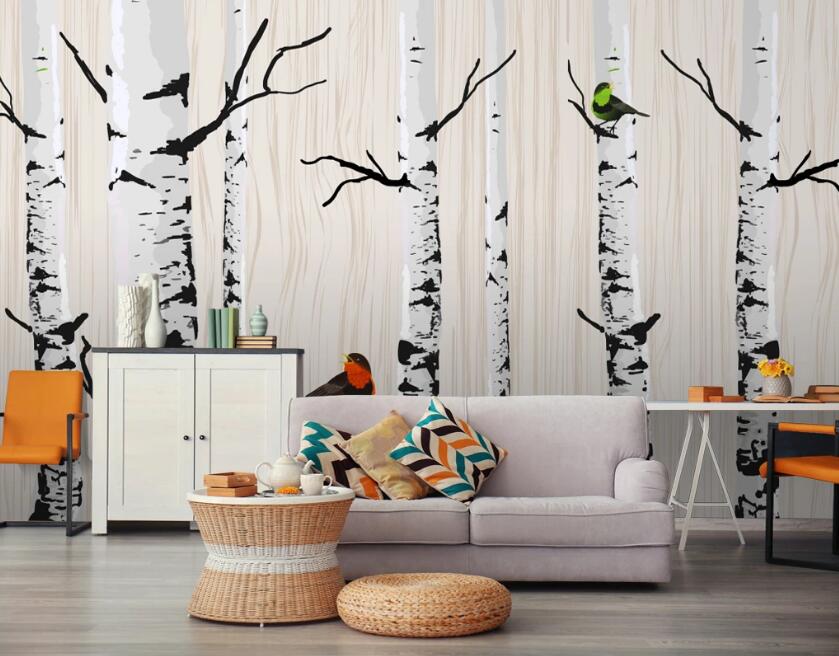 3D White Branches 554 Wall Murals