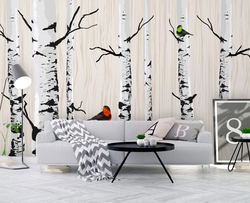 3D White Branches 554 Wall Murals