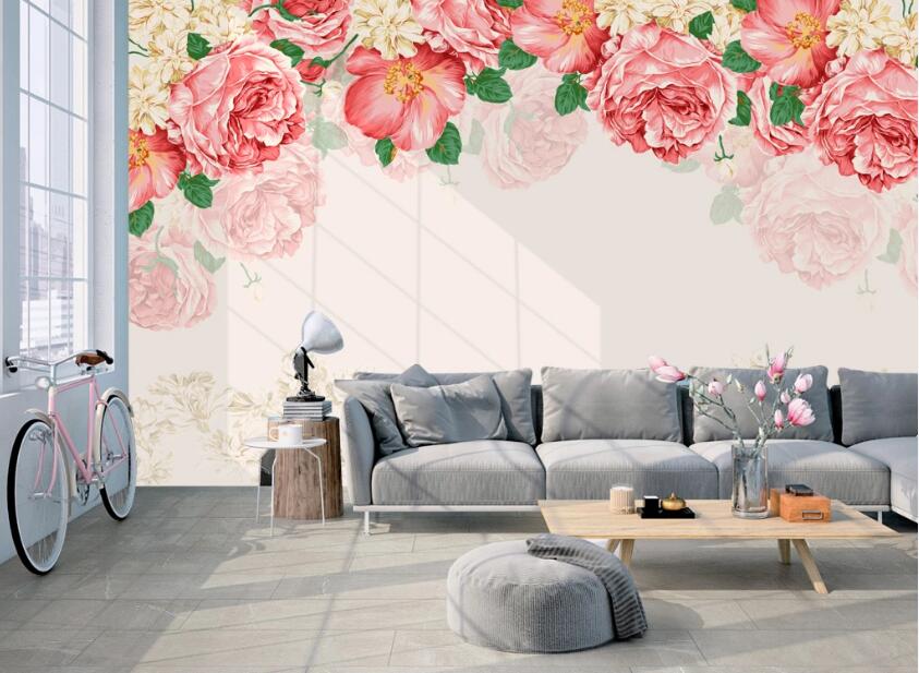 3D Pink Flowers 552 Wall Murals