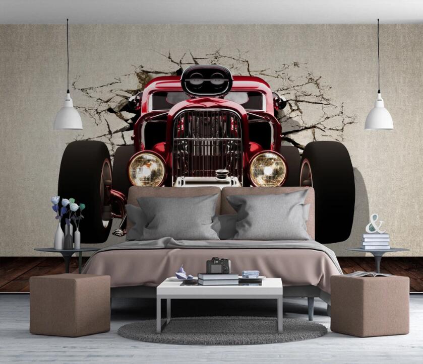 3D Red Car 549 Wall Murals