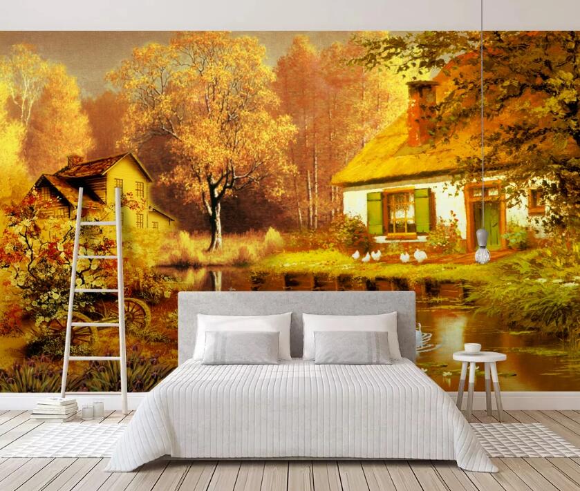 3D Golden Chalet 545 Wall Murals