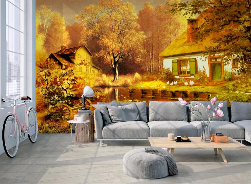 3D Golden Chalet 545 Wall Murals
