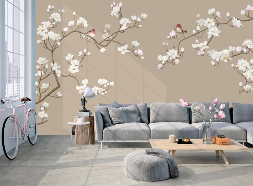 3D White Flowers 544 Wall Murals