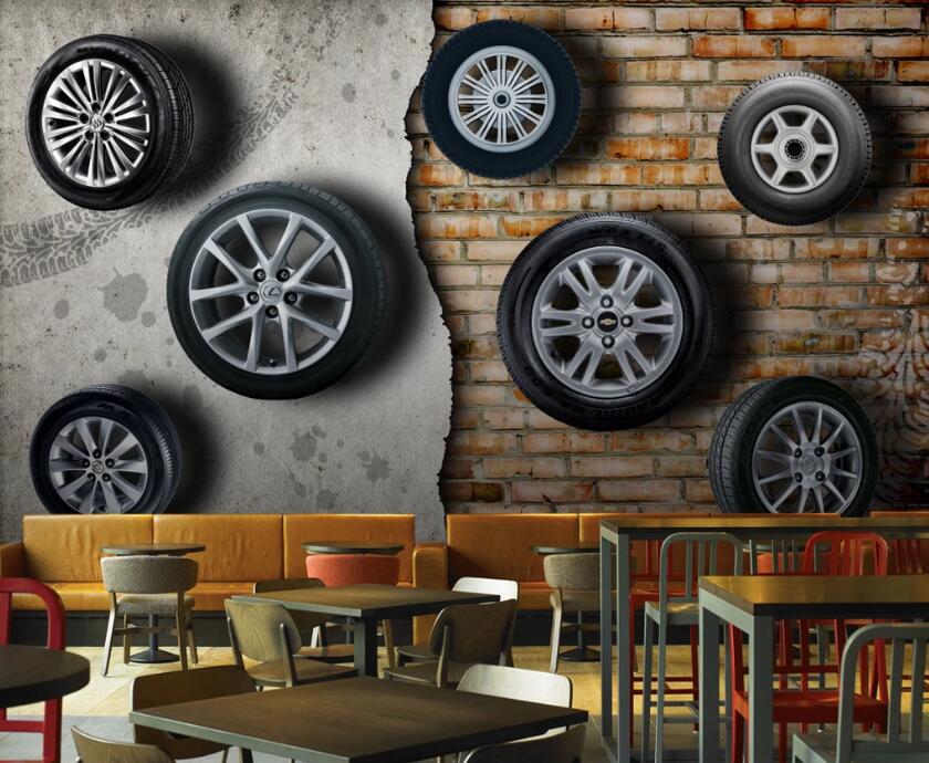 3D Arrange Tires 502 Wall Murals