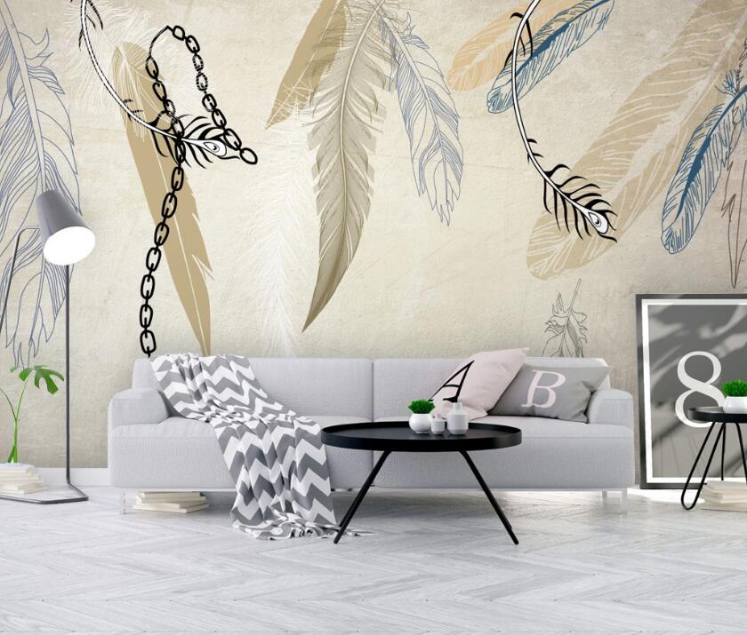 3D Flowing Feathers 494 Wall Murals