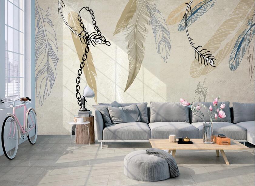 3D Flowing Feathers 494 Wall Murals