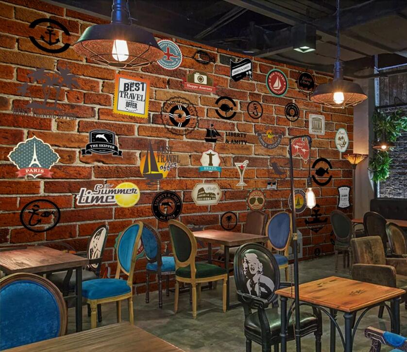 3D Retro Brick Stickers 490 Wall Murals