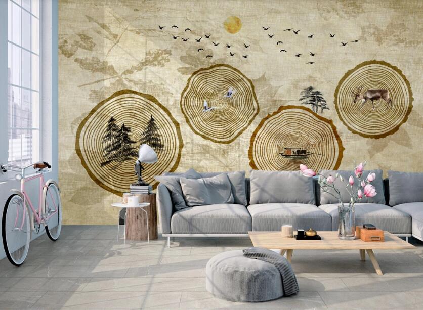 3D Tree Stump Growth Rings 486 Wall Murals