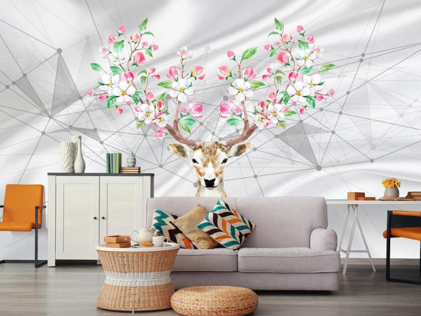 3D Deer Antler Light Flower 480 Wall Murals
