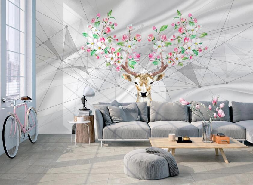 3D Deer Antler Light Flower 480 Wall Murals