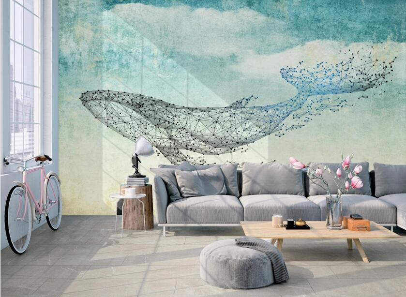 3D Blue Whale 481 Wall Murals