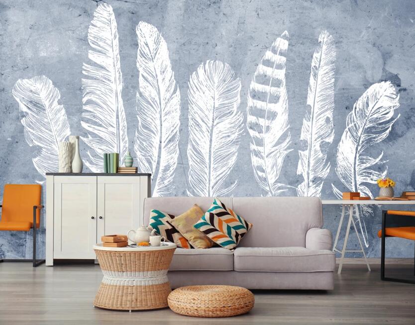 3D White Feather 475 Wall Murals