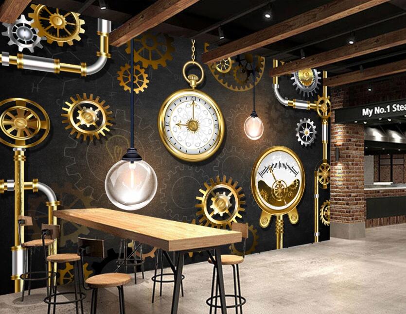 3D Mechanical Clock 473 Wall Murals