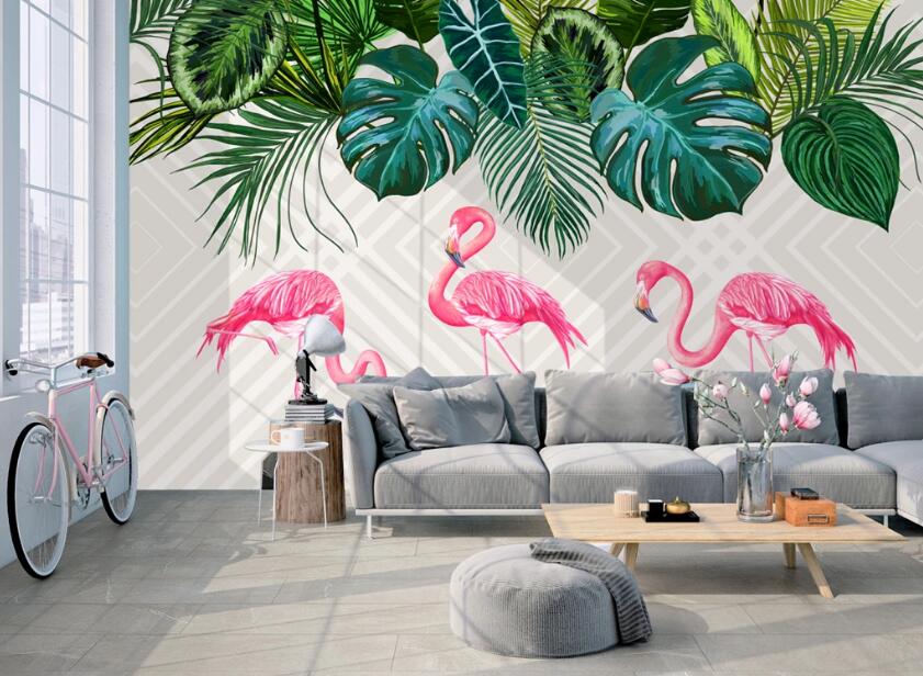 3D Love Flamingo 469 Wall Murals