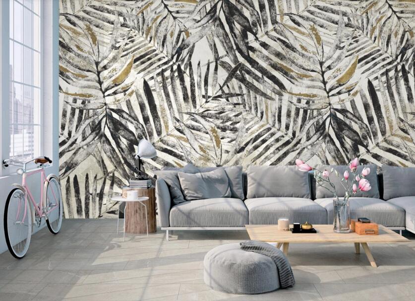 3D Ink Leaves 466 Wall Murals