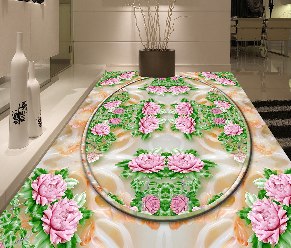 3D Embroidery Flowers 529 Floor Mural Wallpaper Murals Rug & Mat Print Epoxy waterproof bath floor