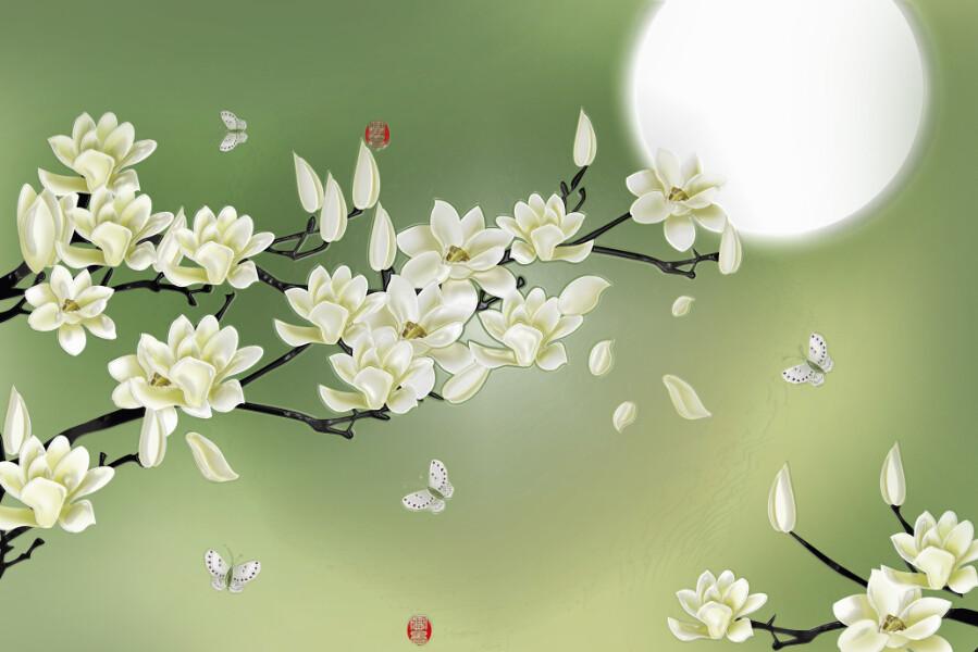 Moon And Flowers Wallpaper AJ Wallpaper 2