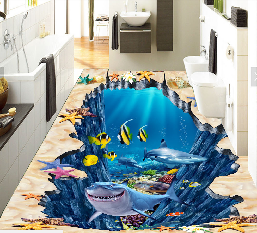 3D Happy Sea 595 Floor Mural Wallpaper Murals Rug & Mat Print Epoxy waterproof bath floor
