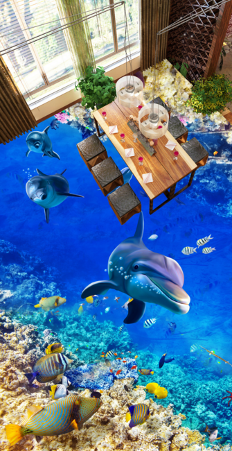 3D Coral And Fish Floor Mural Wallpaper AJ Wallpaper 2