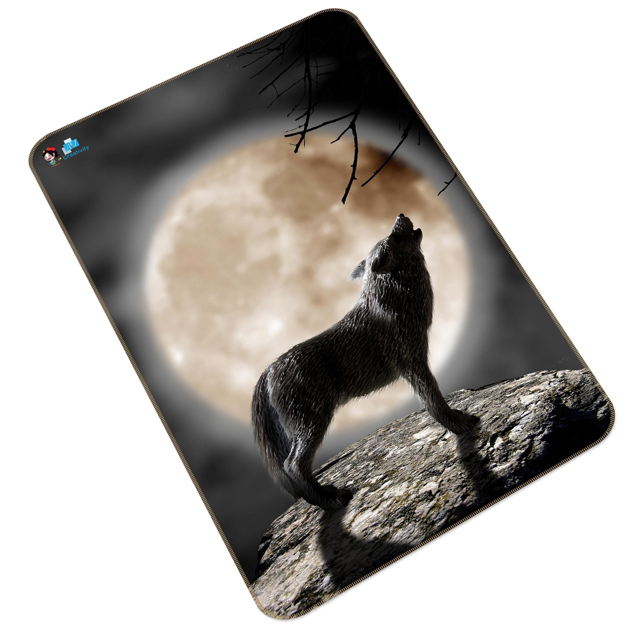 3D Full Moon Night Howling Wolf 224 Non Slip Rug Mat Mat AJ Creativity Home