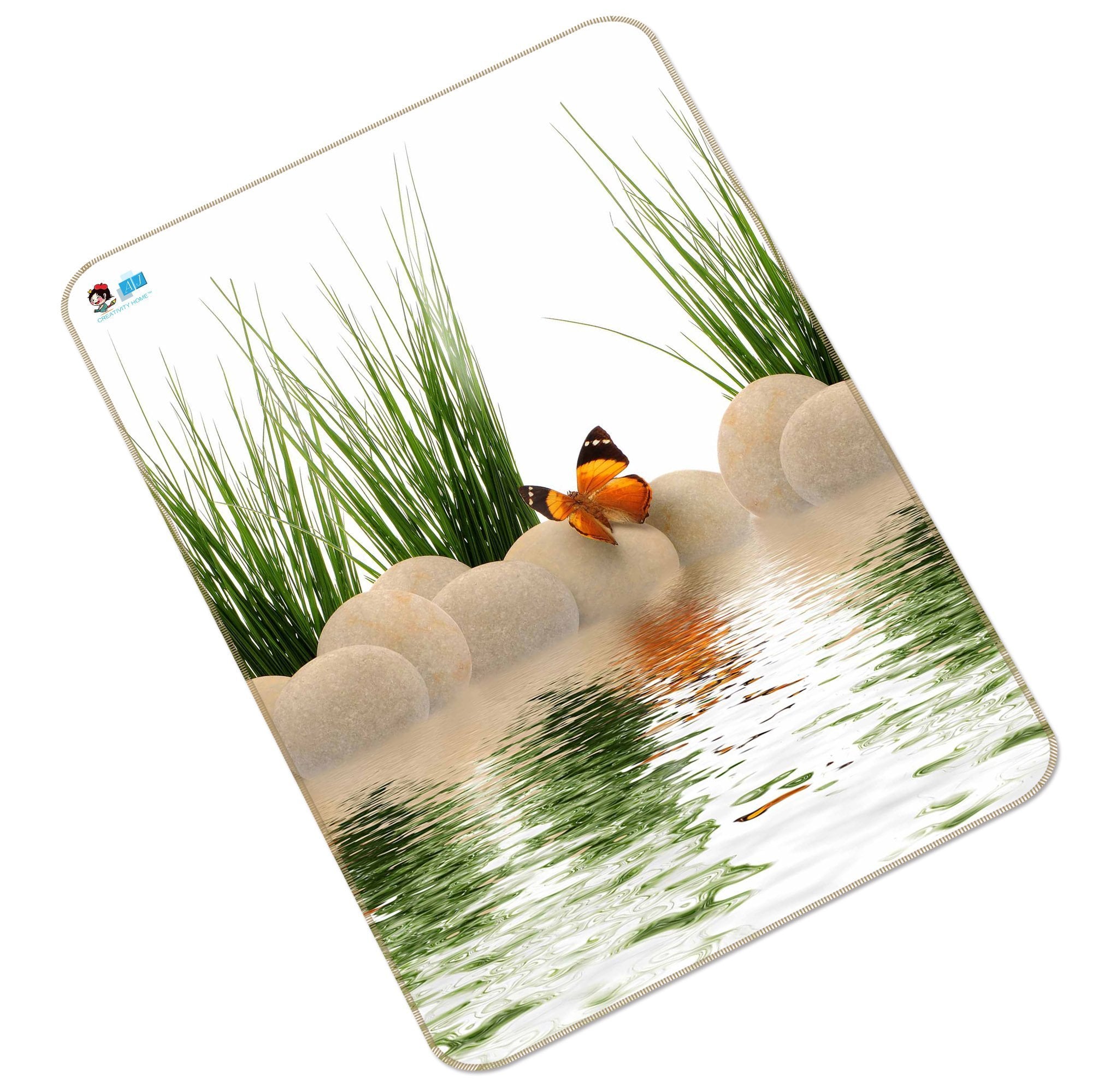 3D Lake Butterfly Stones 160 Non Slip Rug Mat Mat AJ Creativity Home