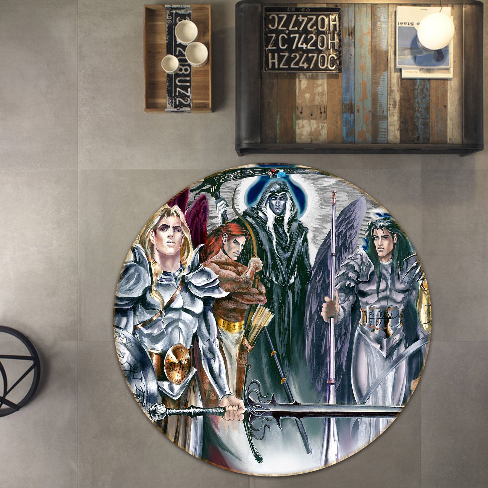 3D Angel Prince 8381 Ruth Thompson Rug Round Non Slip Rug Mat