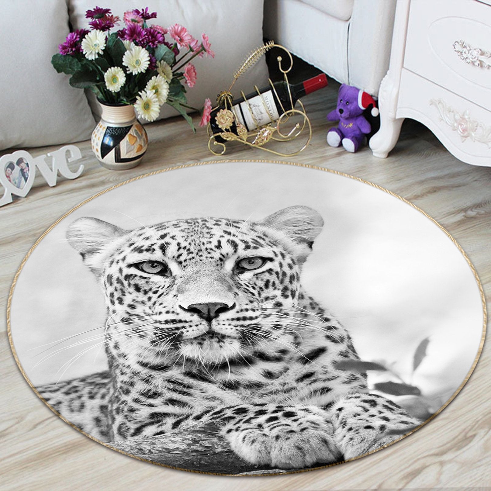 3D Black And White Tiger 103 Animal Round Non Slip Rug Mat Mat AJ Creativity Home