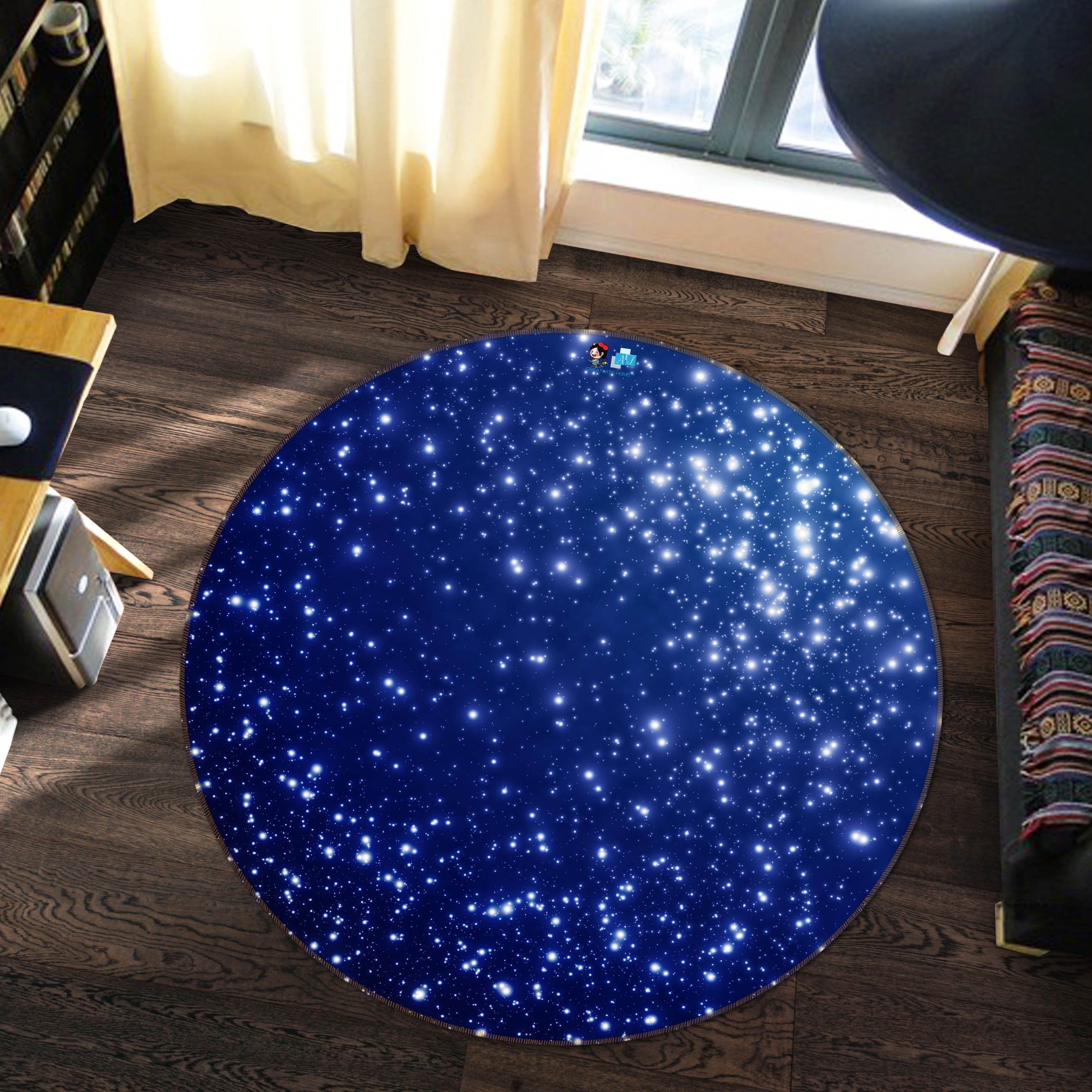 3D Shining Stars 8 Round Non Slip Rug Mat Mat AJ Creativity Home