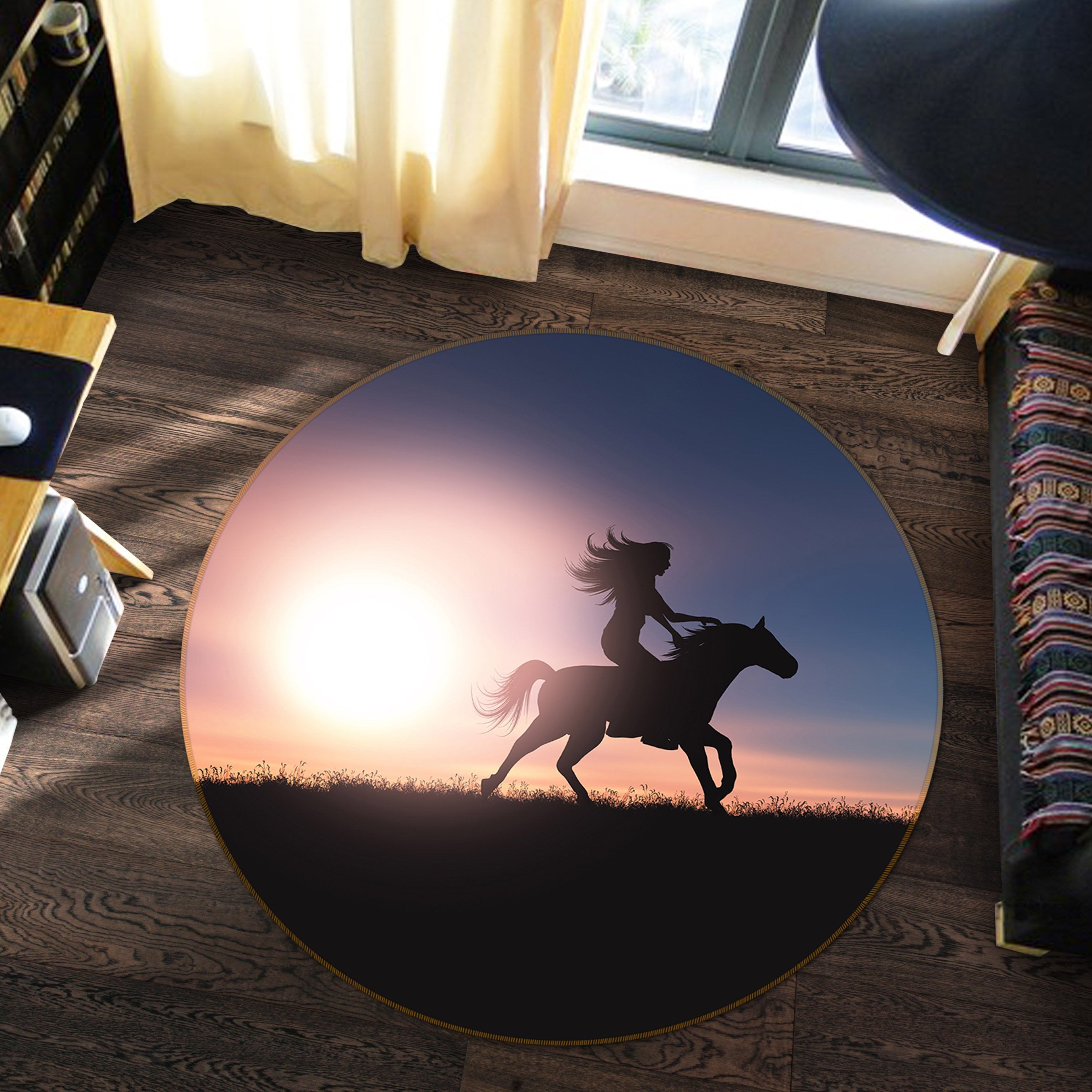 3D Wrangler 005 Animal Round Non Slip Rug Mat Mat AJ Creativity Home