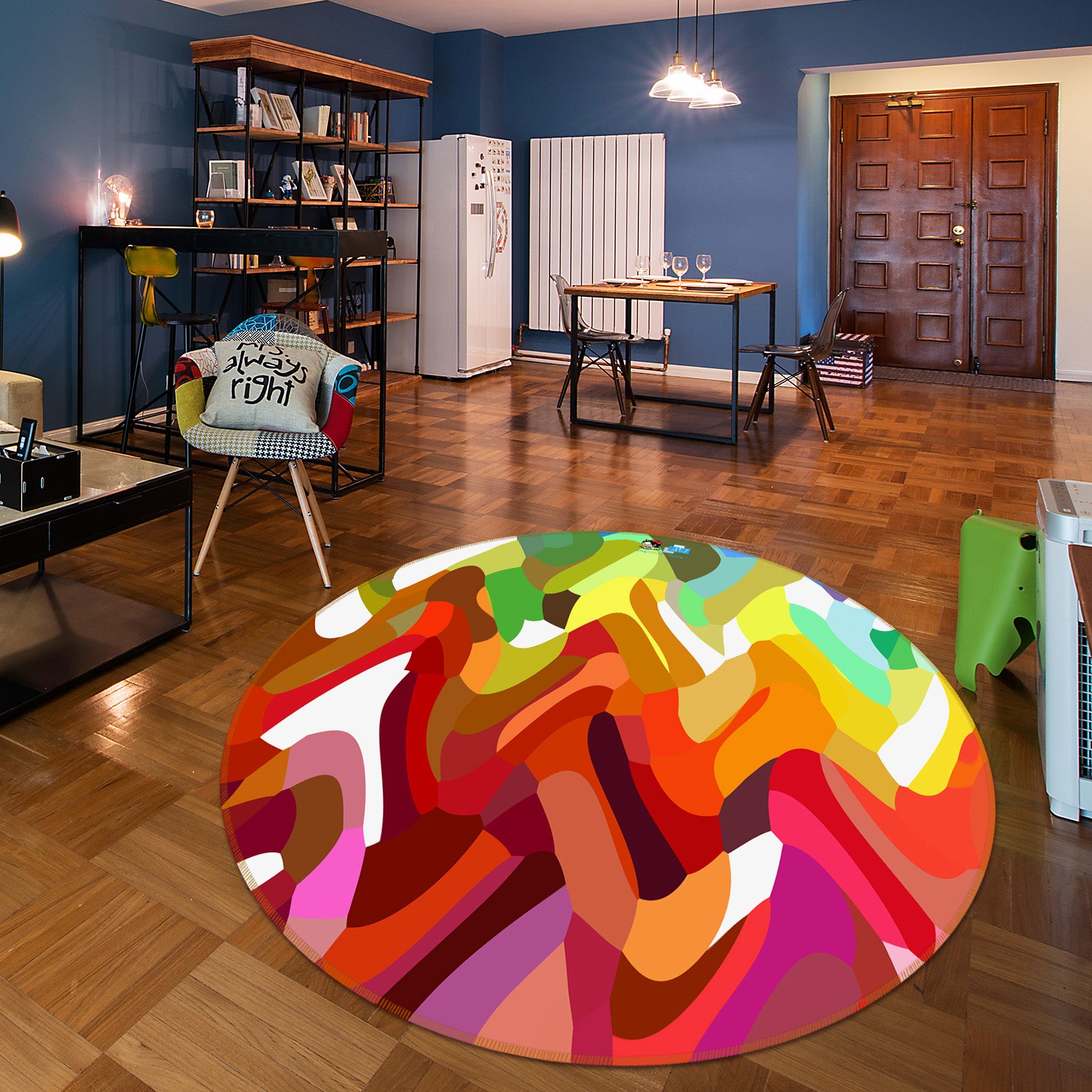 3D Color Pattern 19198 Shandra Smith Rug Round Non Slip Rug Mat