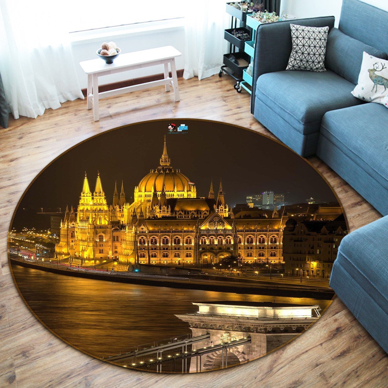 3D Silent City Night 114 Round Non Slip Rug Mat Mat AJ Creativity Home