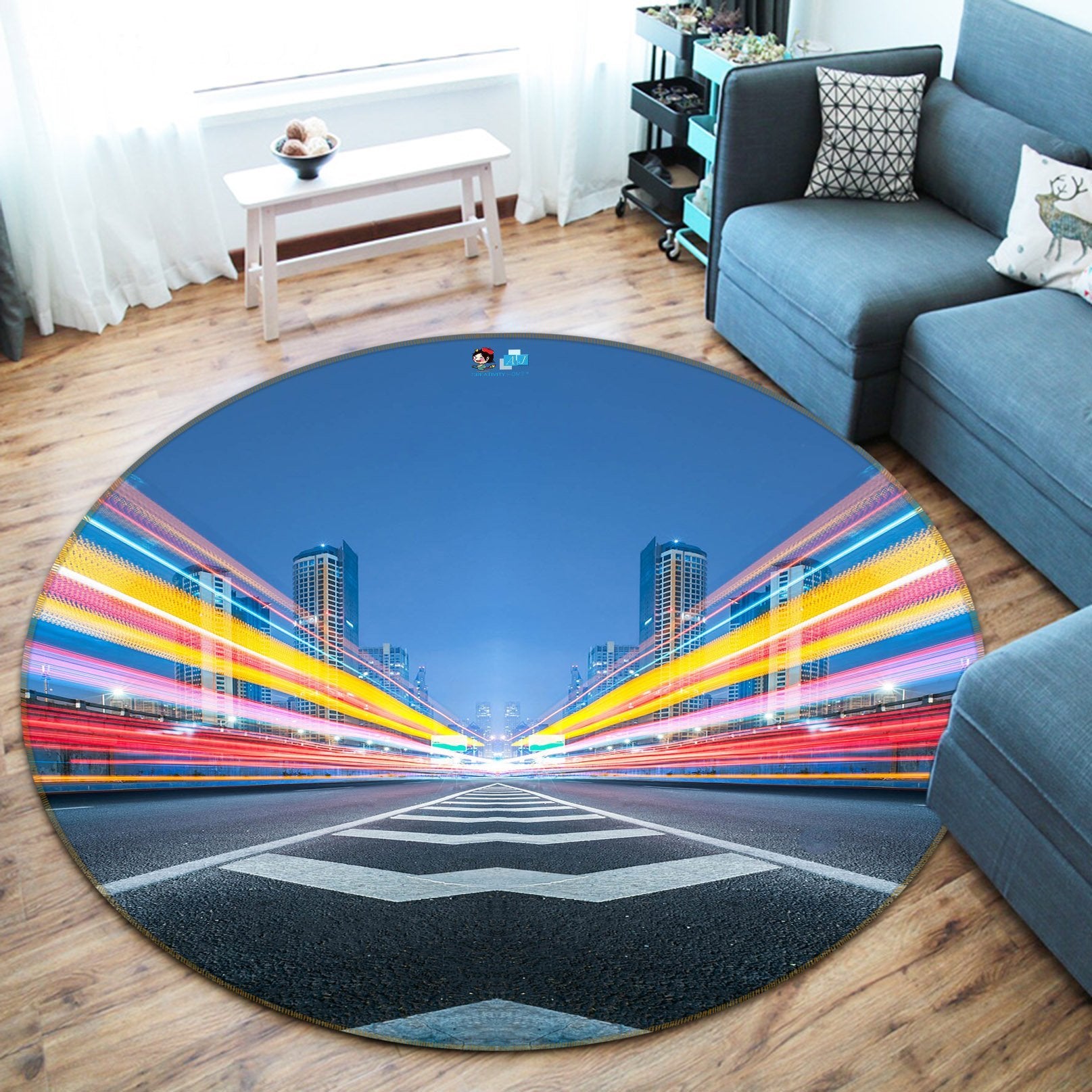 3D Rapid Road 099 Round Non Slip Rug Mat Mat AJ Creativity Home