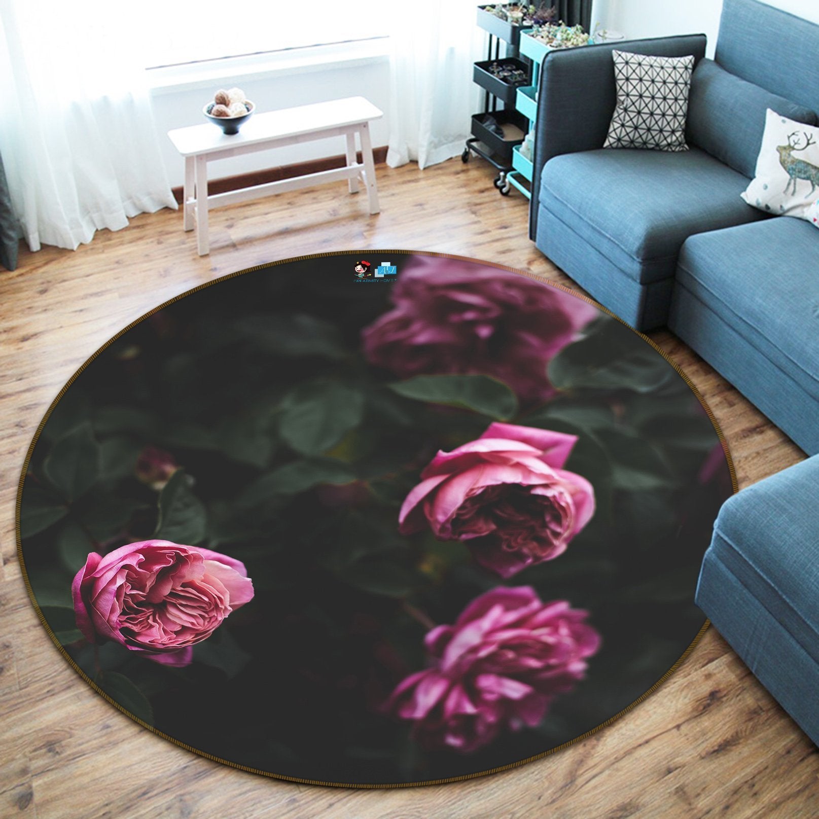 3D Pink Flower 138 Round Non Slip Rug Mat Mat AJ Creativity Home