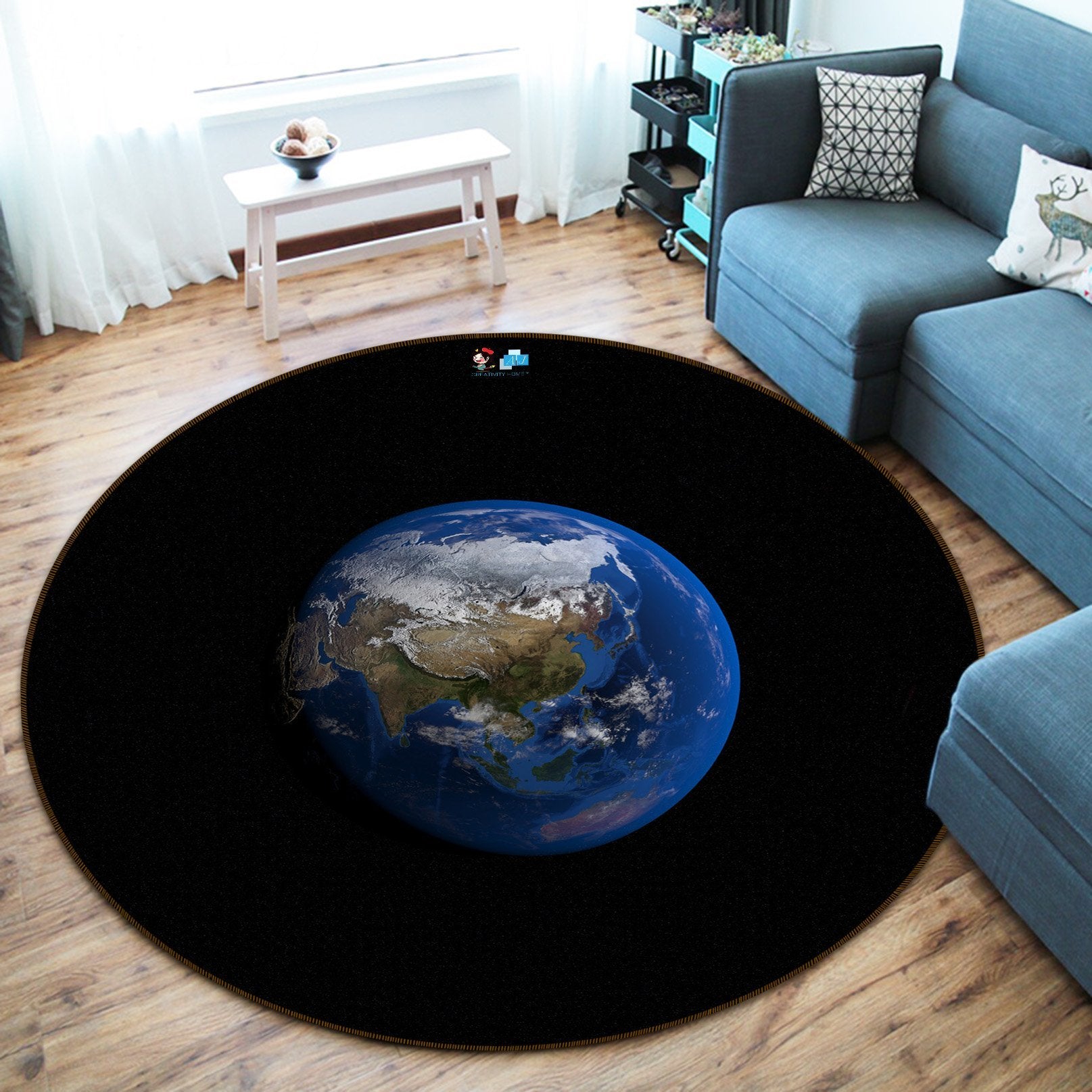 3D Black Earth 162 Round Non Slip Rug Mat Mat AJ Creativity Home