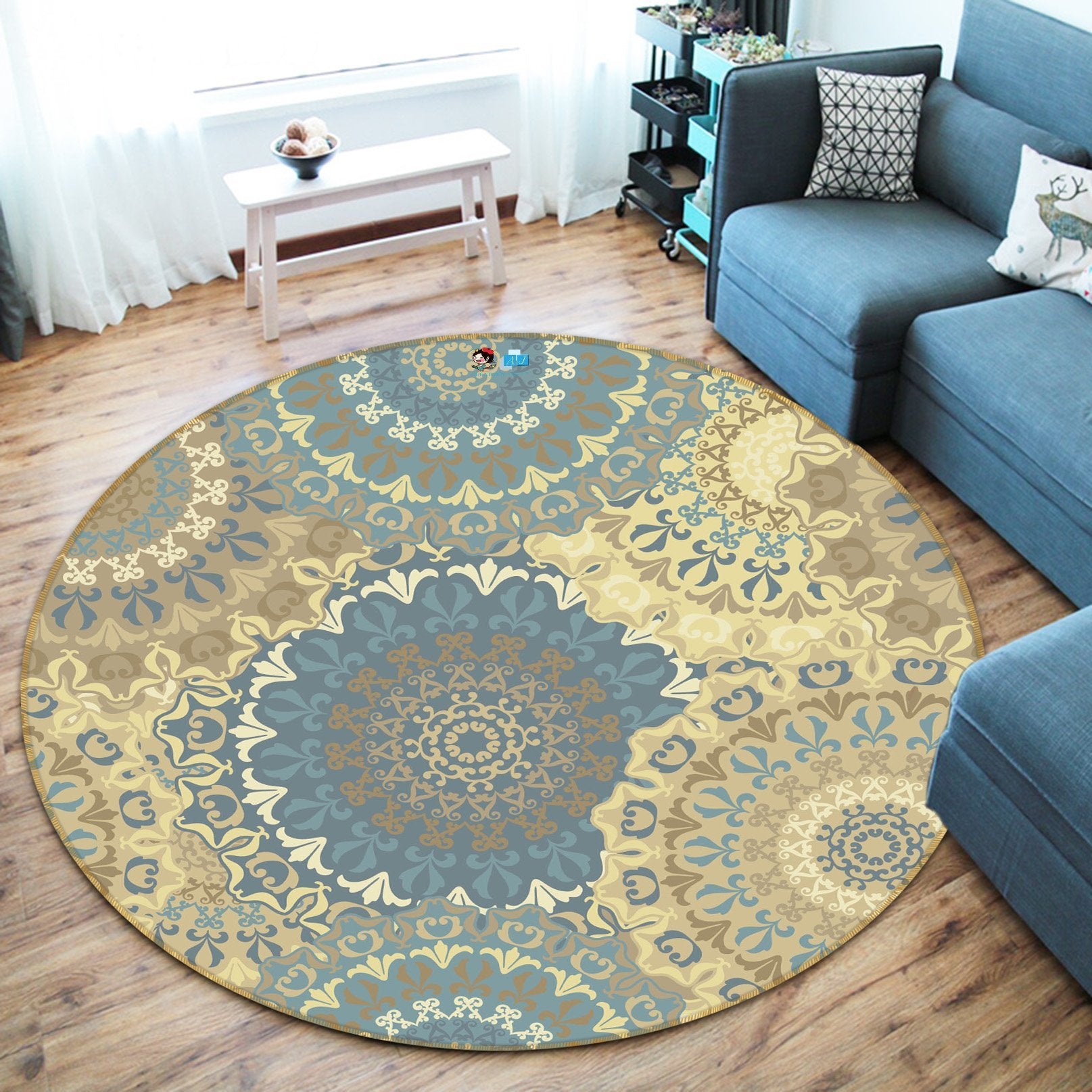 3D Gear Flower 279 Round Non Slip Rug Mat Mat AJ Creativity Home