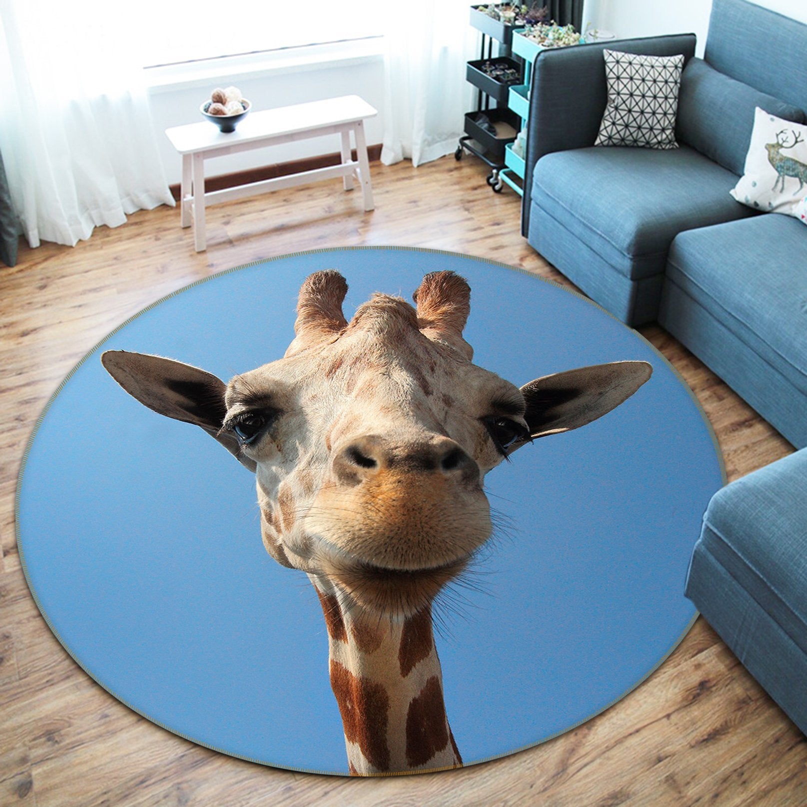 3D Giraffe Cute 052 Animal Round Non Slip Rug Mat Mat AJ Creativity Home