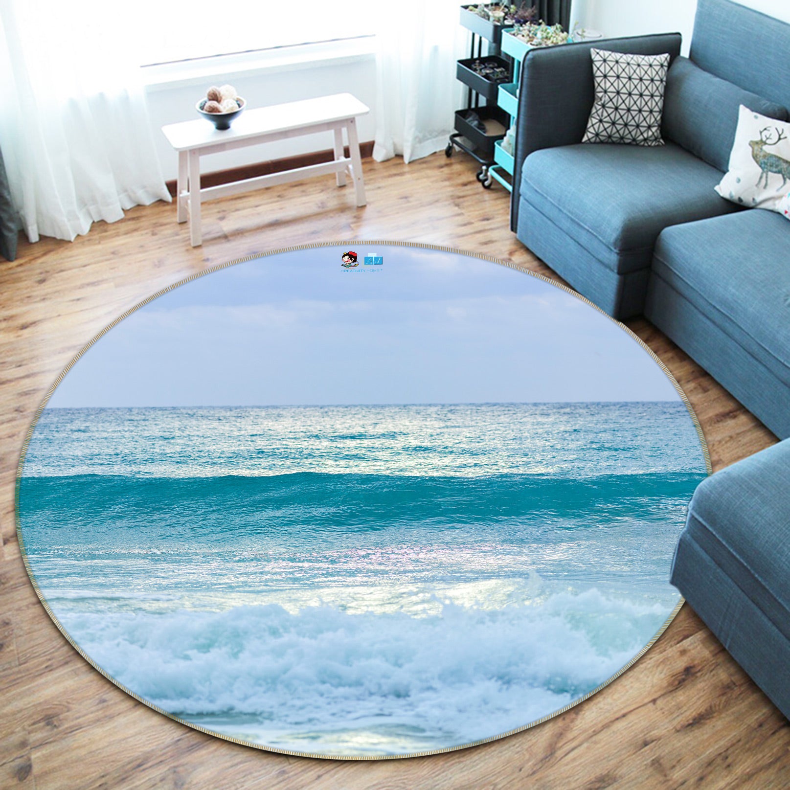 3D Sea Level 7539 Assaf Frank Rug Round Non Slip Rug Mat