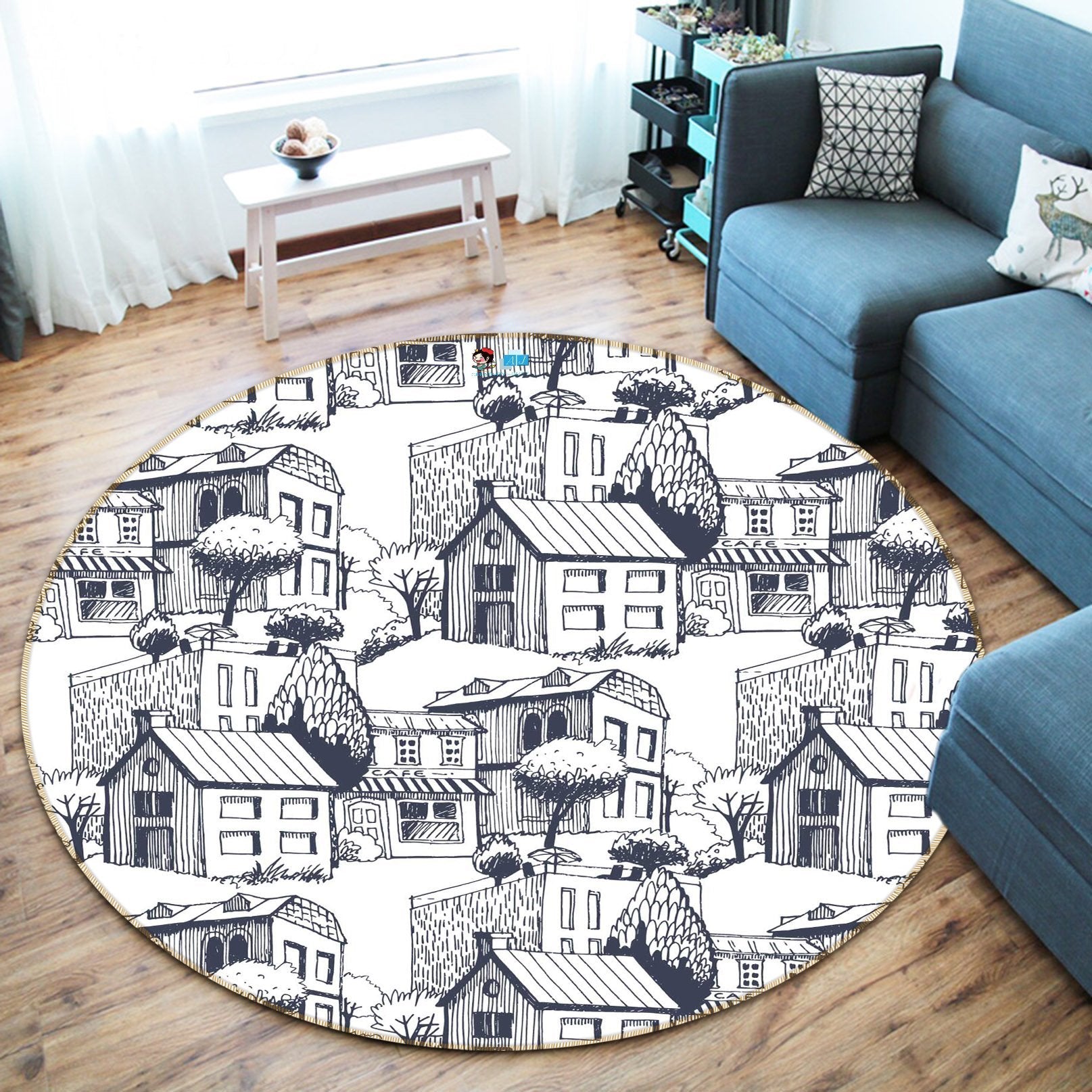 3D Graffiti House 188 Round Non Slip Rug Mat Mat AJ Creativity Home