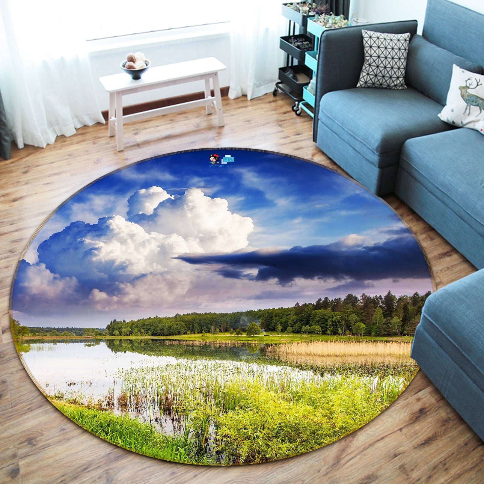 3D Cloud Field 369 Round Non Slip Rug Mat Mat AJ Creativity Home
